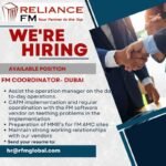 Reliance FM company is hiring for a Facilities Management Coordinator in Dubai